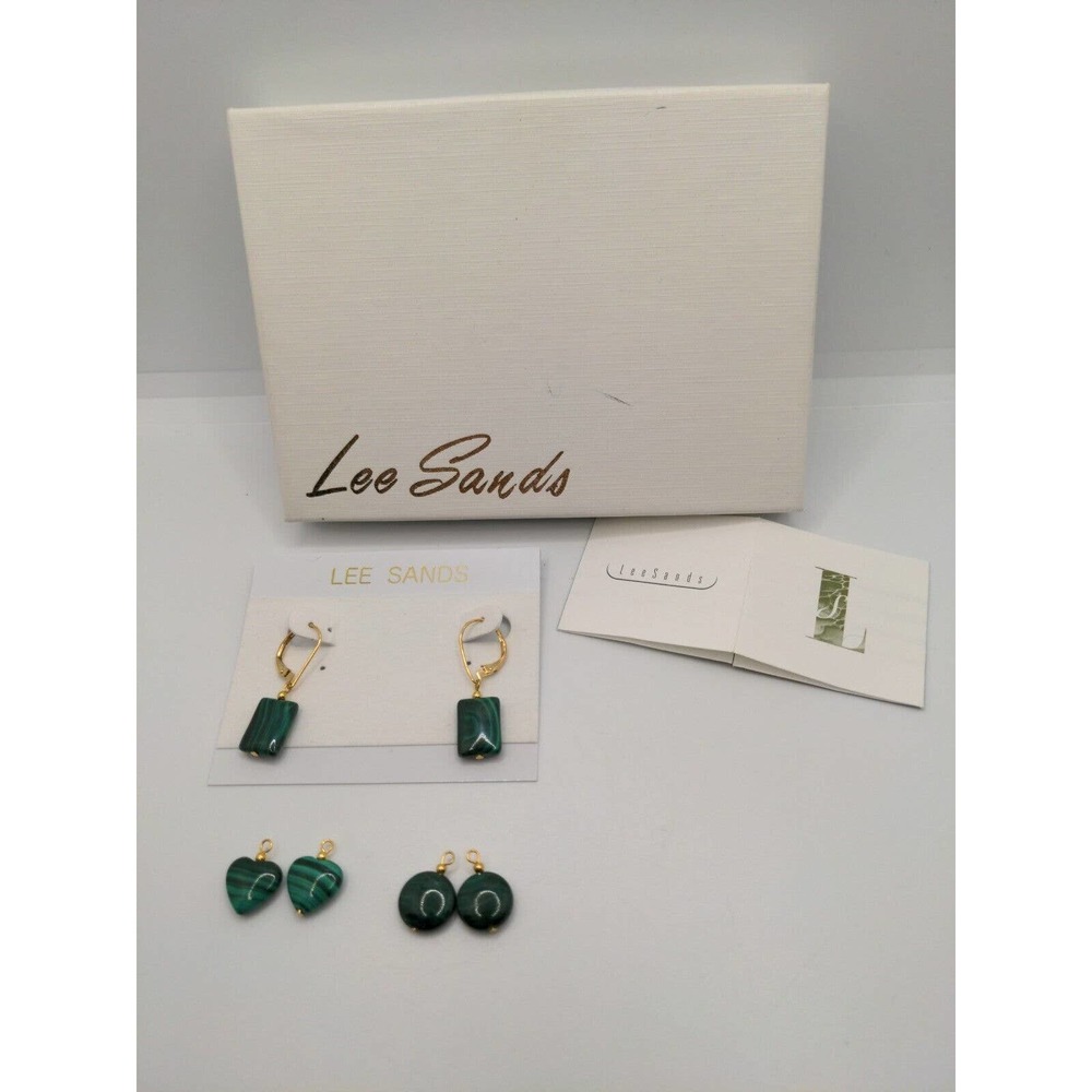 Lee Sands Malachite Interchangeable Dangle Earrin… - image 1